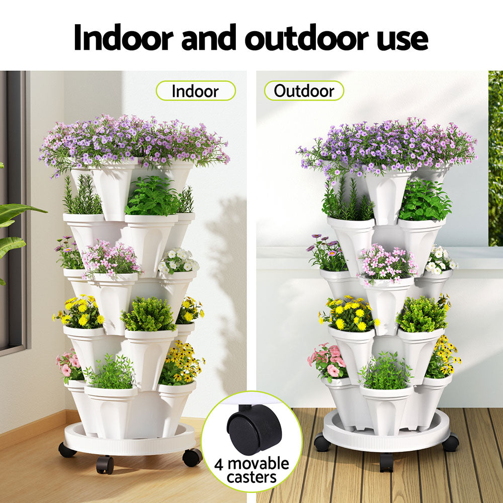Greenfingers 5-Pot Strawberry Planter 35cm x 35cm x 75cm with Drainage System - SuperSaverAU - view 6