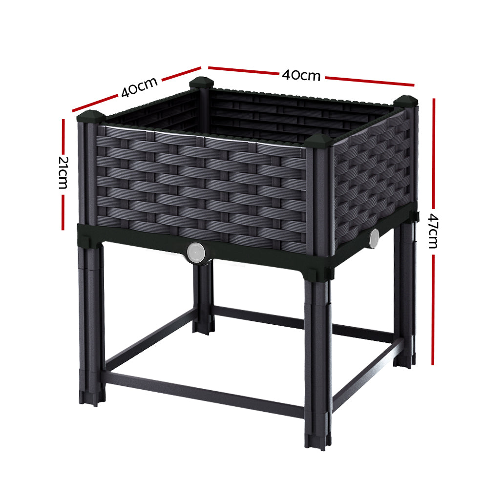 Green Fingers Raised Garden Bed 40x40x23cm PP Planter Box for Herbs & Vegetables - SuperSaverAU - view 2