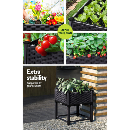 Green Fingers Raised Garden Bed 40x40x23cm PP Planter Box for Herbs & Vegetables