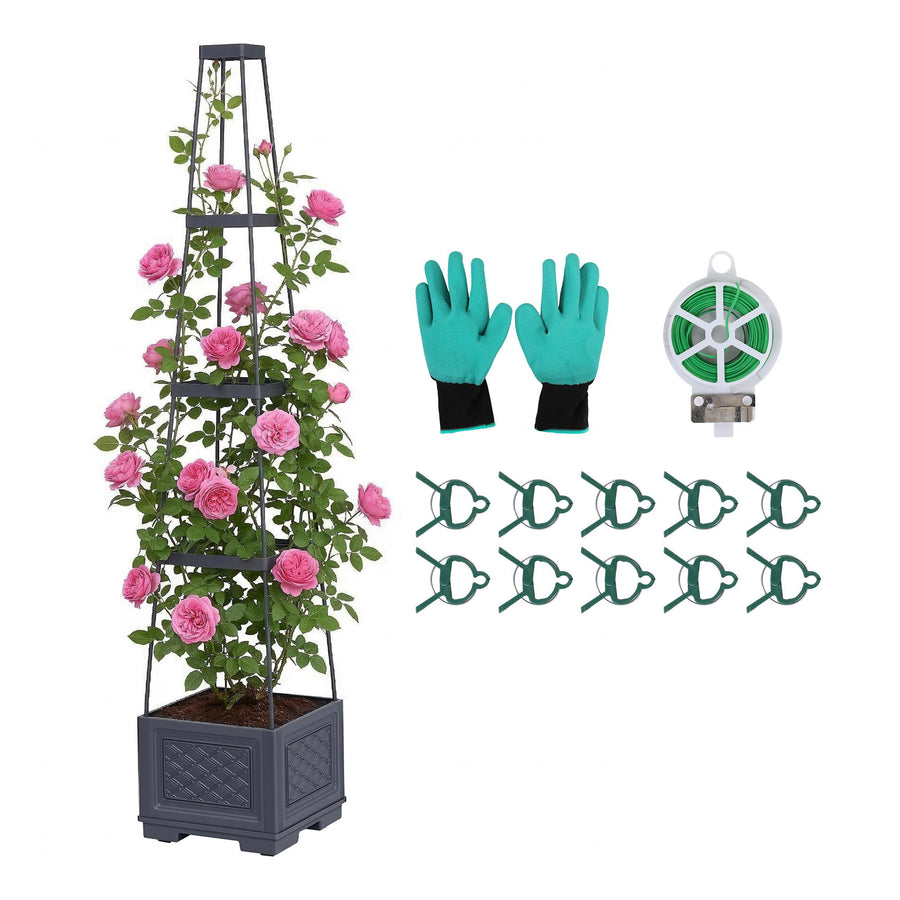 Green Fingers Self Watering Planter with Trellis Adjustable Height Modular Tomato Box 4 Layer 140cm - SuperSaverAU - view 1