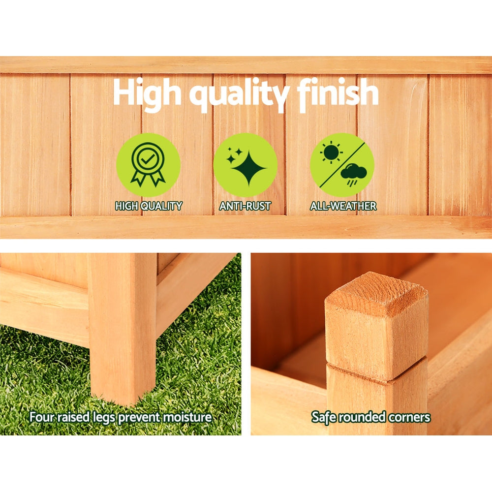 Greenfingers Wooden Garden Bed 60x30x33cm Raised Planter Box, Fir Wood, Easy Assembly