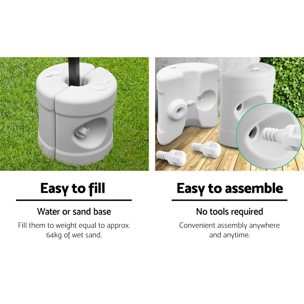 Instahut Gazebo Base Pod Set 4pcs - Stabilizes with Water/Sand, 9L Capacity