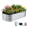 Green Fingers Raised Garden Bed Galvanised Oval Metal Planter Box Large Outdoor 120x60x30cm Silver - SuperSaverAU - view 1