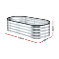 Green Fingers Raised Garden Bed Galvanised Oval Metal Planter Box Large Outdoor 120x60x30cm Silver - SuperSaverAU - view 2