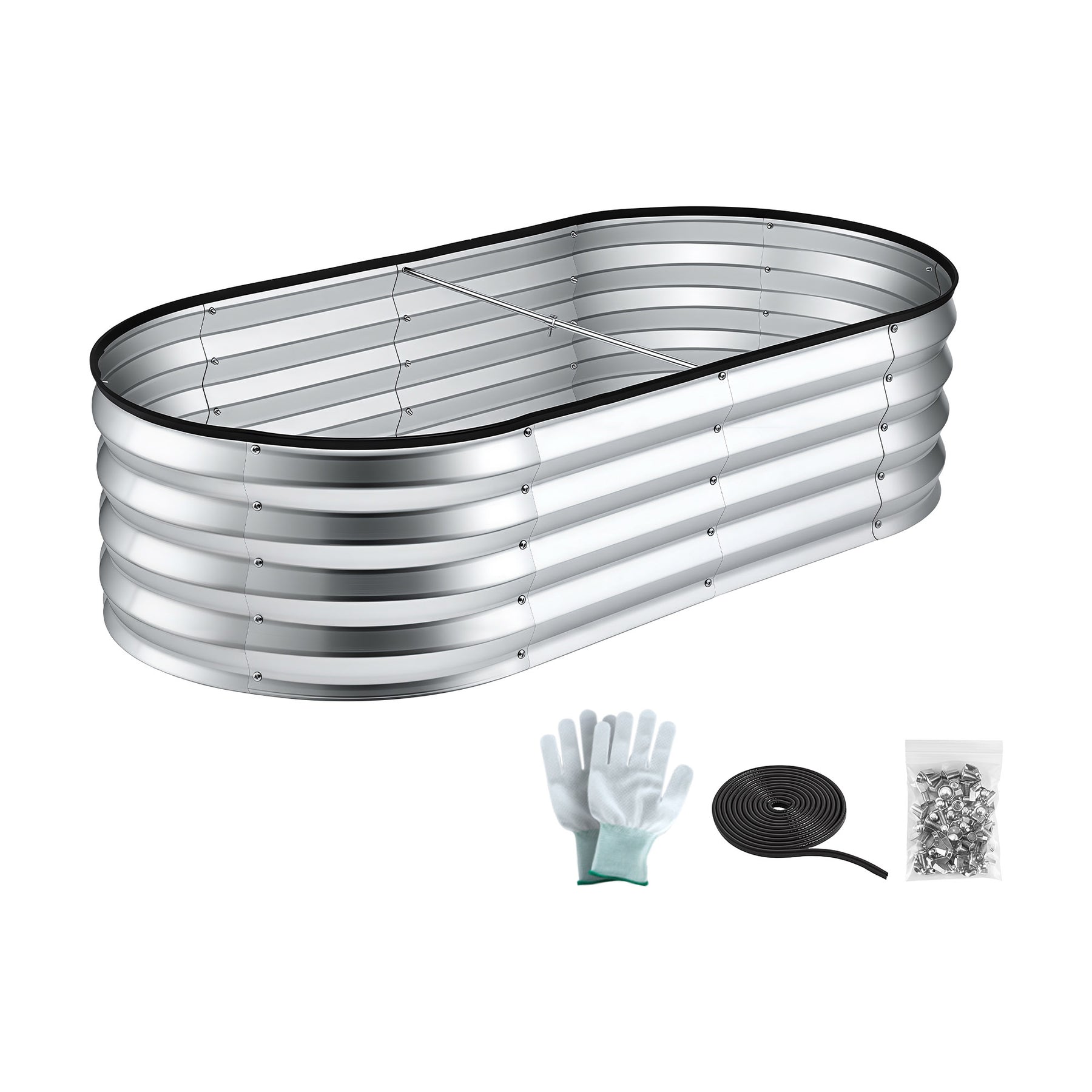 Green Fingers Raised Garden Bed Galvanised Oval Metal Planter Box Large Outdoor 120x60x30cm Silver - SuperSaverAU - view 3