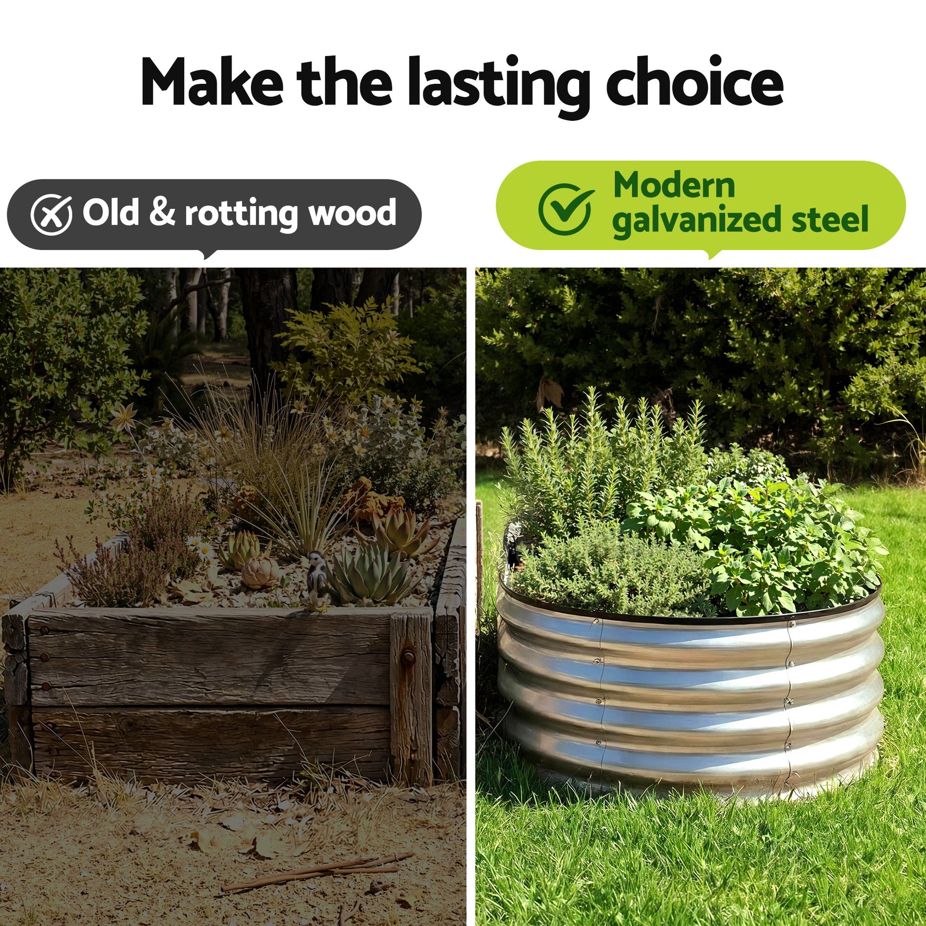 Green Fingers Raised Garden Bed Galvanised Oval Metal Planter Box Large Outdoor 120x60x30cm Silver - SuperSaverAU - view 7