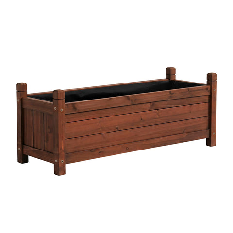 Green Fingers Garden Bed Wooden Planter Box Raised Container Growing 90x30x33cm Brown - SuperSaverAU - view 2