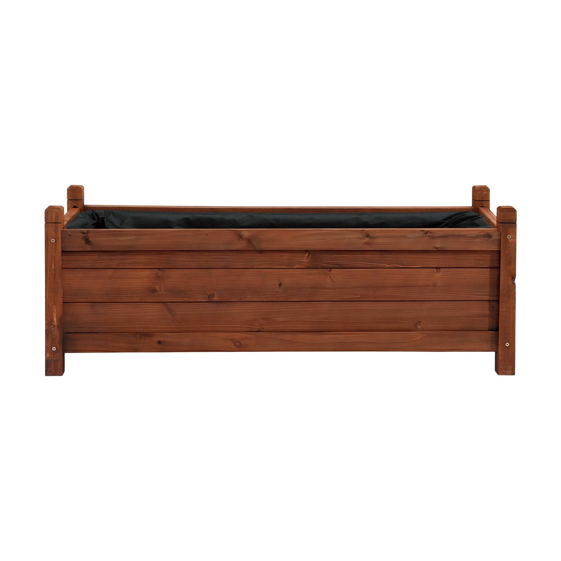 Green Fingers Garden Bed Wooden Planter Box Raised Container Growing 90x30x33cm Brown - SuperSaverAU - view 4