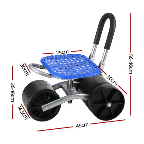 Gardeon Garden Stool Seat Foldable with Wheels Blue - SuperSaverAU - view 2