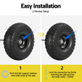 Gardeon 2pcs 4.10/3.50-4 Flat Free Solid Rubber Tires, 10" Heavy Duty Wheels - SuperSaverAU - view 6