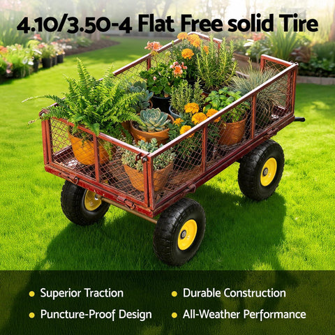 Gardeon 2pcs 4.10/3.50-4 Flat Free Solid Rubber Tires, 10" Heavy Duty Wheels - SuperSaverAU - view 2