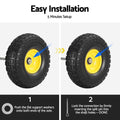 Gardeon 2pcs 4.10/3.50-4 Flat Free Solid Rubber Tires, 10" Heavy Duty Wheels - SuperSaverAU - view 6
