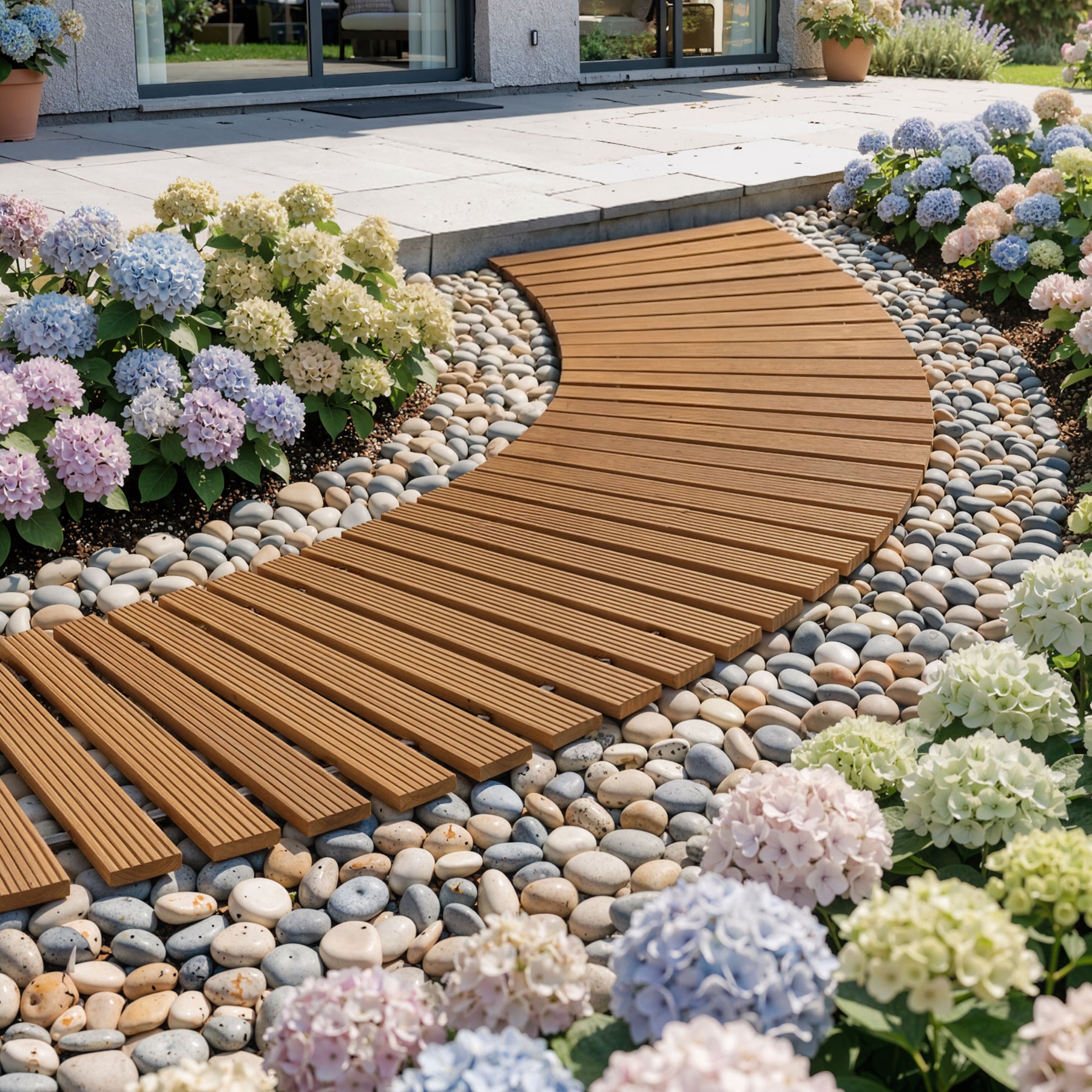 Gardeon 8FT Wooden Garden Pathway Roll-Out Curved Walkway Outdoor Backyard Brown - SuperSaverAU - view 1