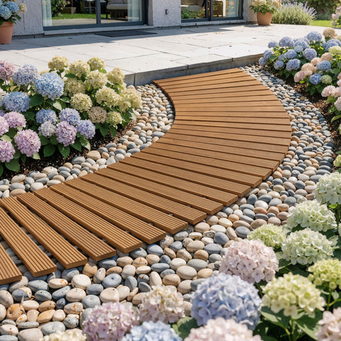 Gardeon 8FT Wooden Garden Pathway Roll-Out Curved Walkway Outdoor Backyard Brown - SuperSaverAU - view 1