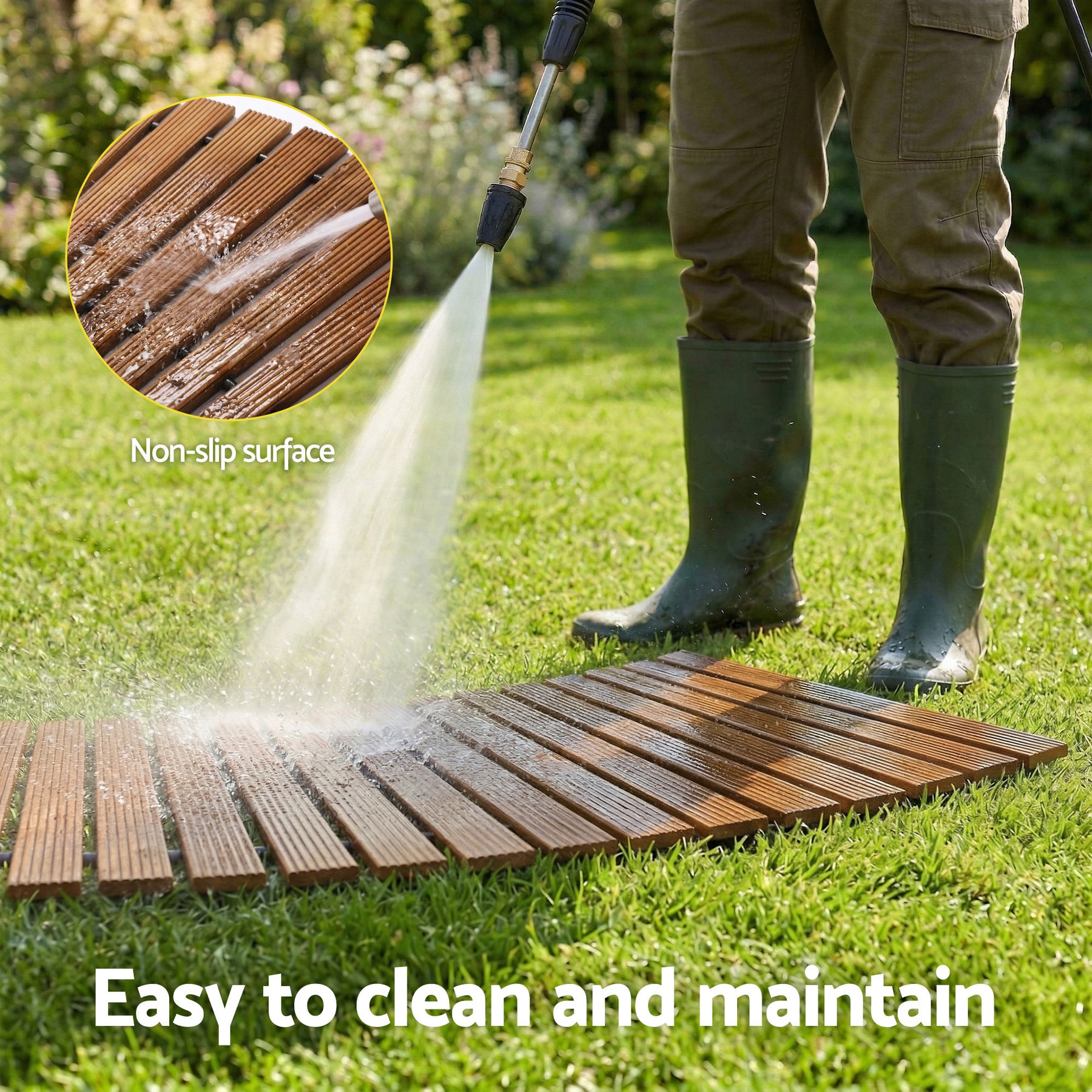 Gardeon 8FT Wooden Garden Pathway Roll-Out Curved Walkway Outdoor Backyard Brown - SuperSaverAU - view 6