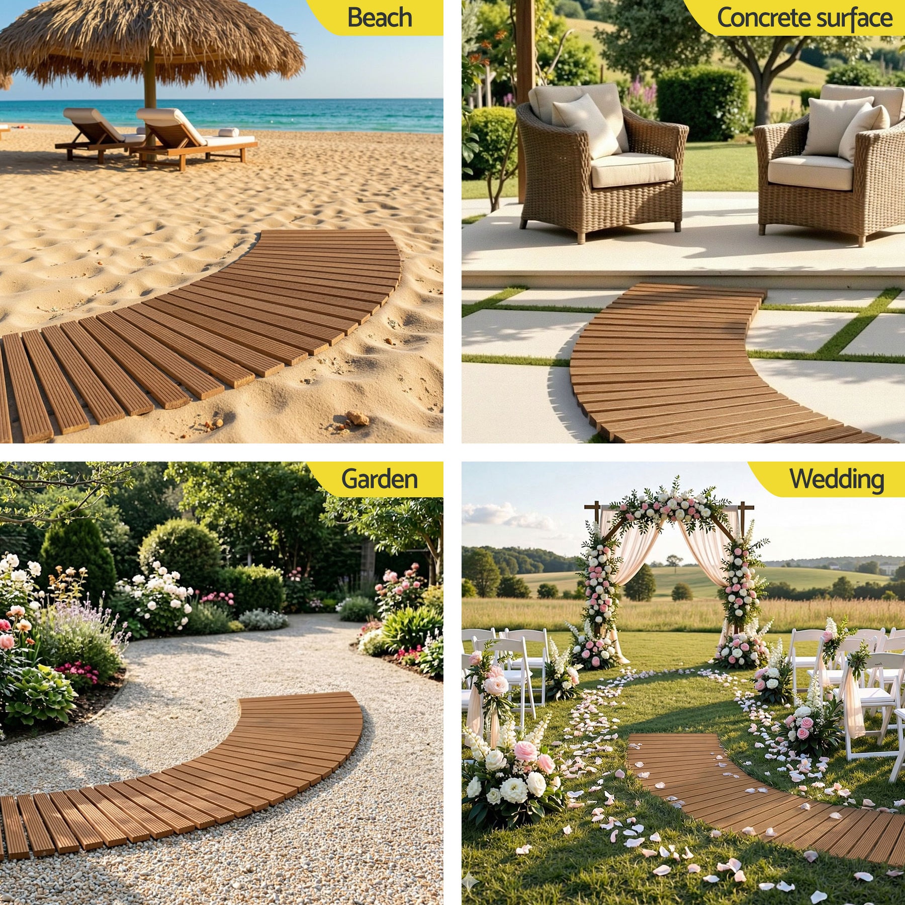 Gardeon 8FT Wooden Garden Pathway Roll-Out Curved Walkway Outdoor Backyard Brown - SuperSaverAU - view 7