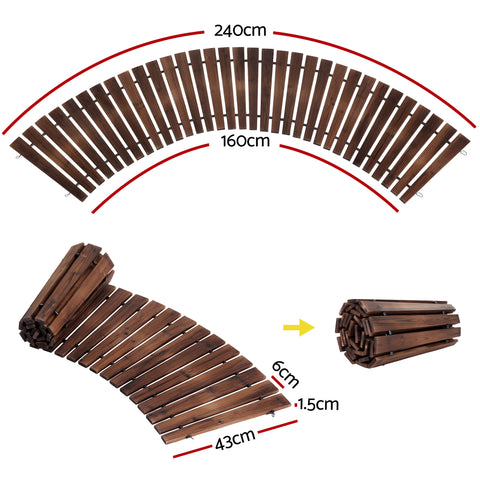 Gardeon 8FT Wooden Garden Pathway Roll-Out Curved Walkway Outdoor Backyard Charcoal Brown - SuperSaverAU - view 2