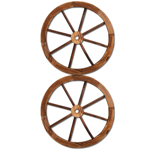 Gardeon Wooden Wagon Wheel 60cm - Rustic Fir Wood, Weatherproof, 2 Pack - SuperSaverAU - view 1