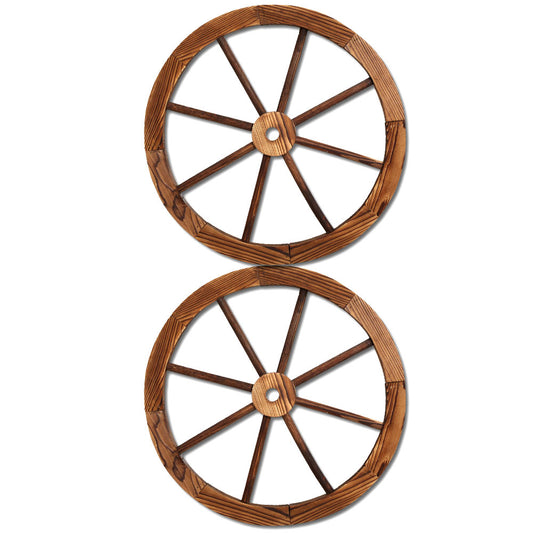 Gardeon Wooden Wagon Wheel 60cm - Rustic Fir Wood, Weatherproof, 2 Pack