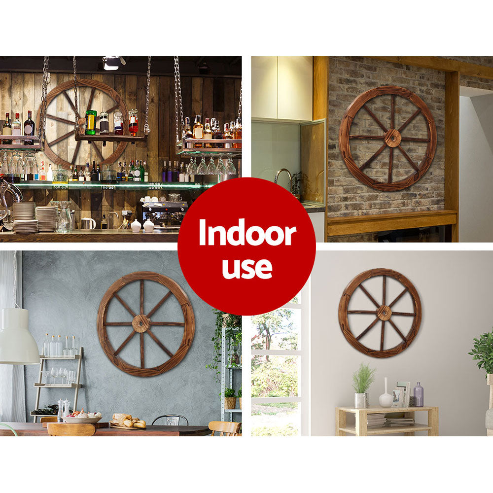 Gardeon Wooden Wagon Wheel 60cm - Rustic Fir Wood, Weatherproof, 2 Pack - SuperSaverAU - view 5