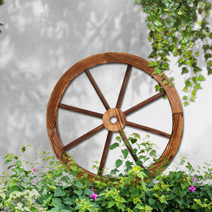 Gardeon Wooden Wagon Wheel 60cm - Rustic Fir Wood, Weatherproof Garden Decor