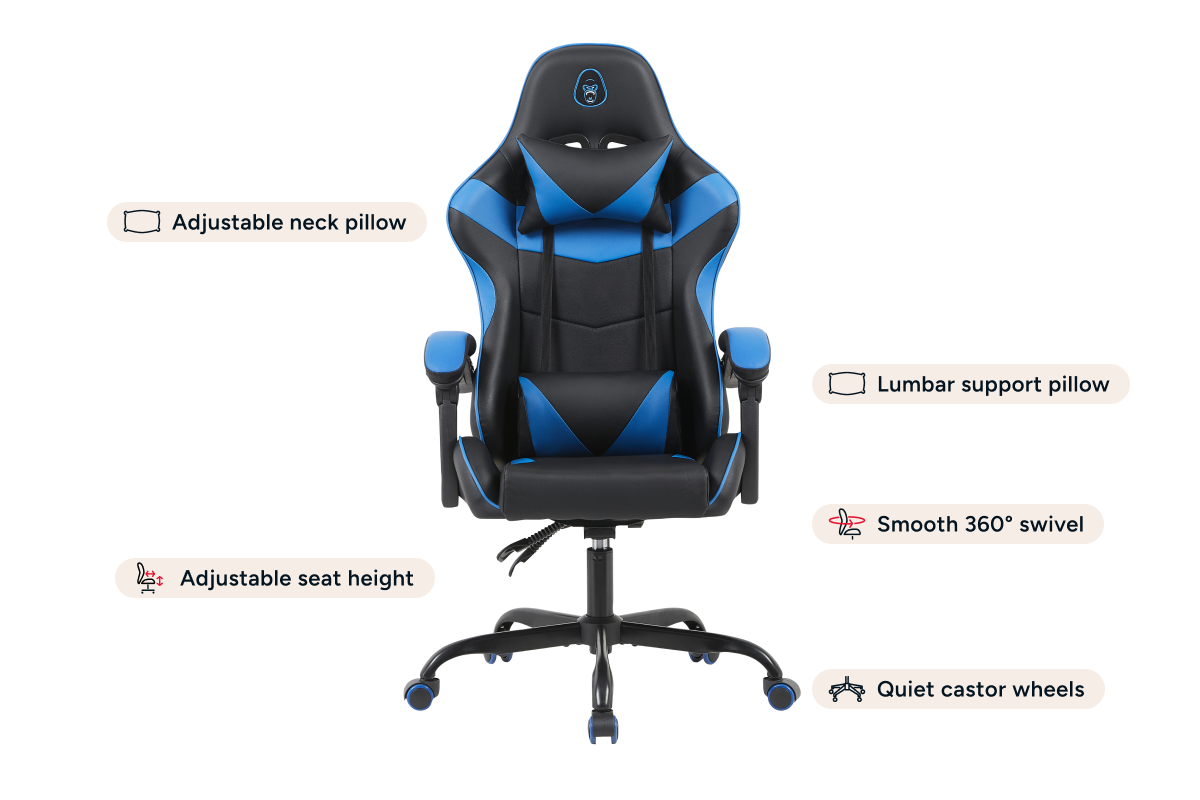 Gorilla Gaming Prodigy Gaming Chair (Black/Blue)