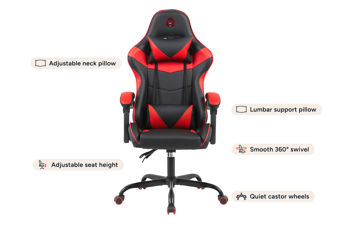Gorilla Gaming Prodigy Gaming Chair (Black/Red)
