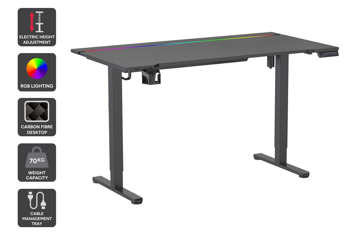 Gorilla Gaming RGB Electric Standing Desk (140 x 73cm)