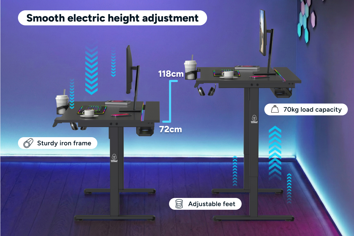 Gorilla Gaming RGB Electric Standing Desk (140 x 73cm)