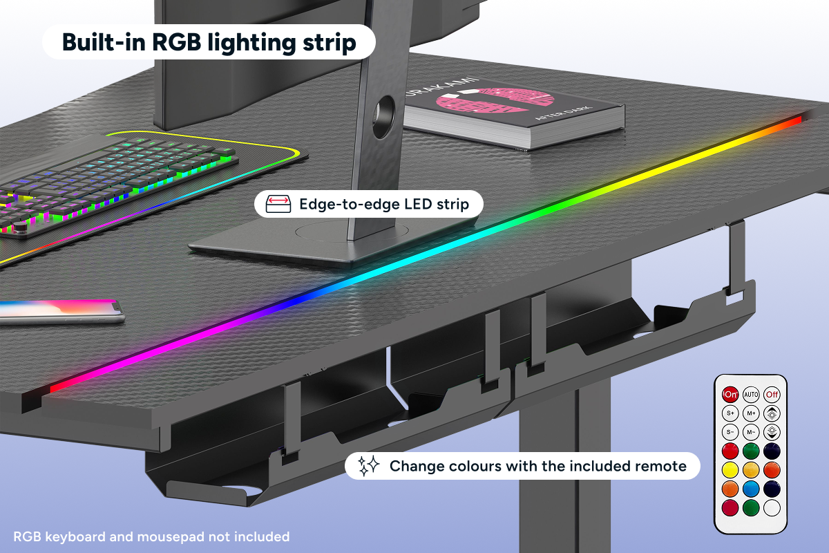 Gorilla Gaming RGB Electric Standing Desk (140 x 73cm)