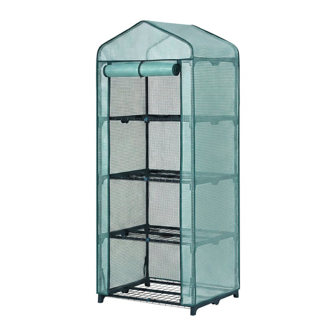 Green Fingers 4-Tier Mini Greenhouse – PE Cover 1.6 x 0.7 x 0.5m