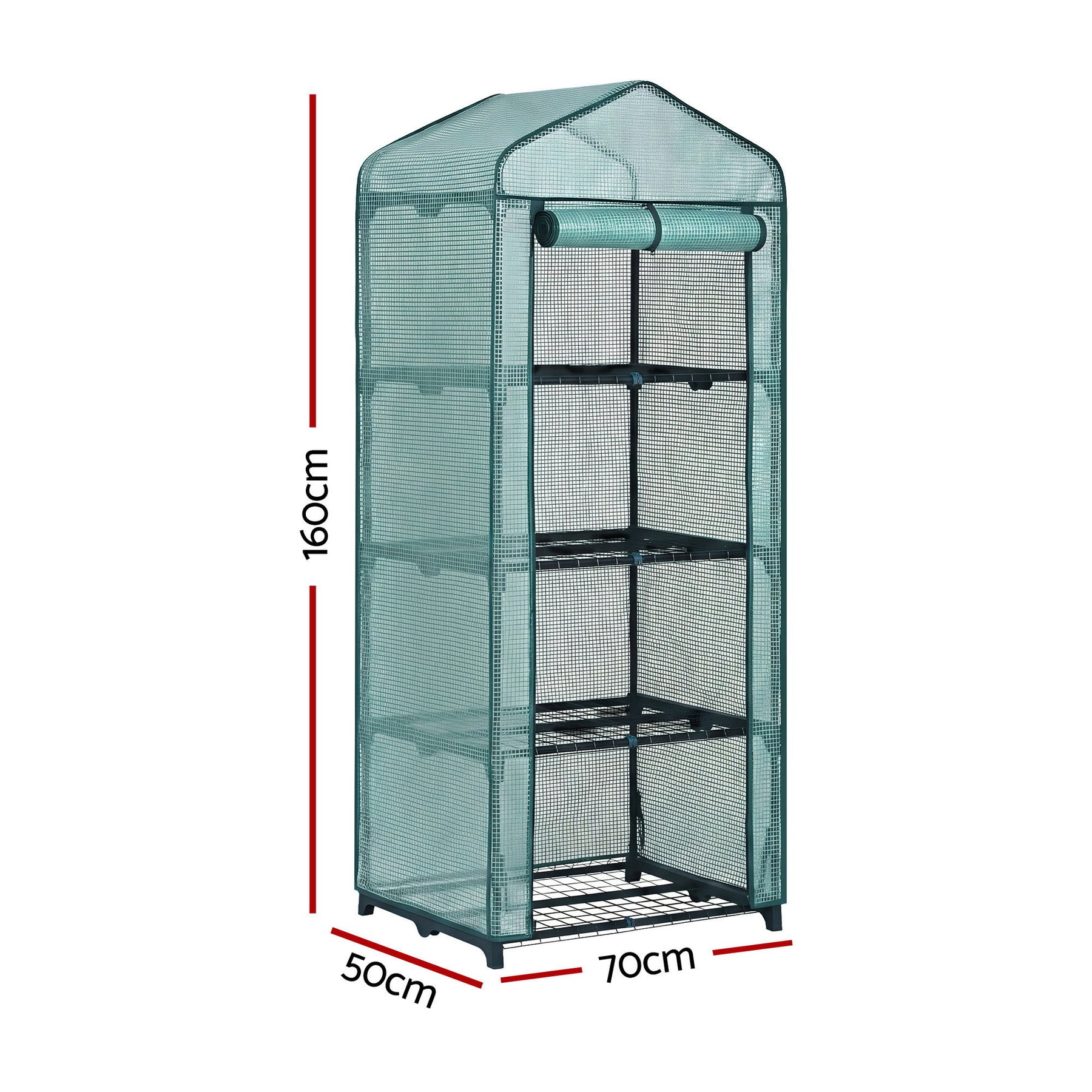 Green Fingers 4-Tier Mini Greenhouse – PE Cover 1.6 x 0.7 x 0.5m