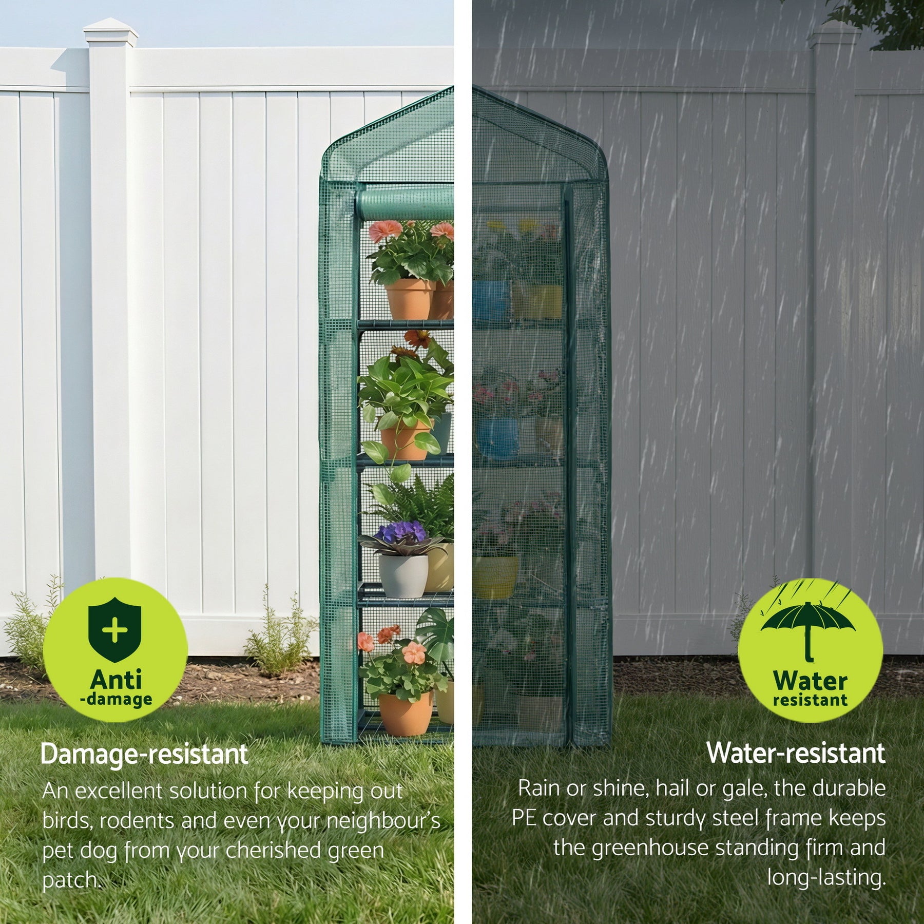 Green Fingers 4-Tier Mini Greenhouse – PE Cover 1.6 x 0.7 x 0.5m