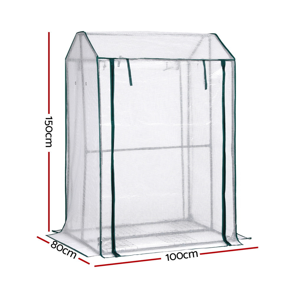 Green Fingers Mini Greenhouse with Roll-Up Zipper Door - 1.0 x 0.8 x 1.5m