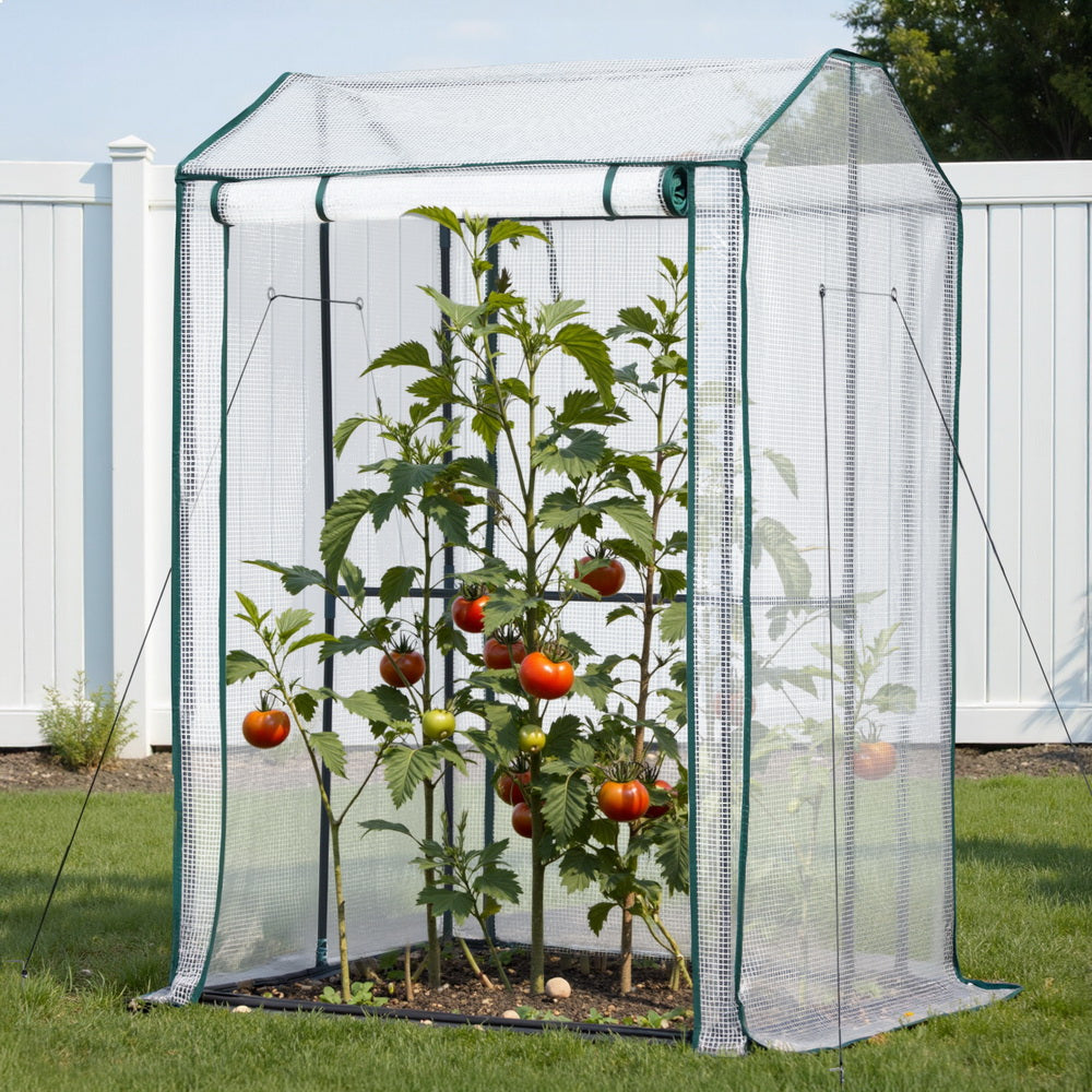 Green Fingers Mini Greenhouse with Roll-Up Zipper Door - 1.0 x 0.8 x 1.5m