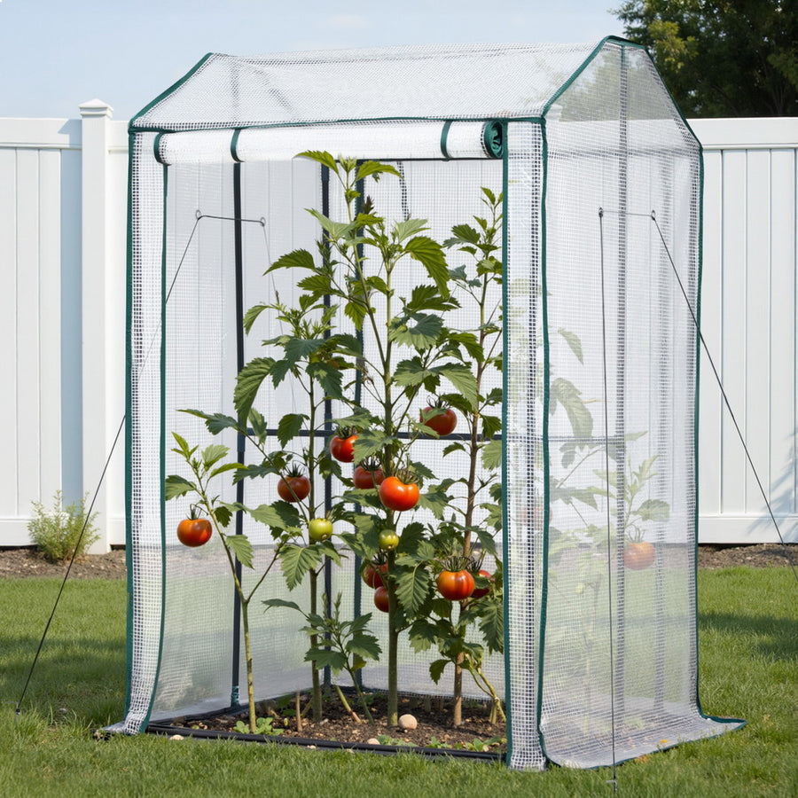 Green Fingers Mini Greenhouse with Roll-Up Zipper Door - 1.0 x 0.8 x 1.5m