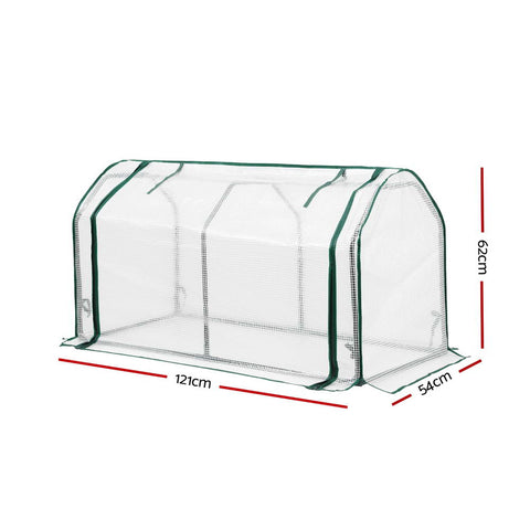 Green Fingers Mini Greenhouse with Roll-Up Zipper Door - 1.2 x 0.5 x 0.6m