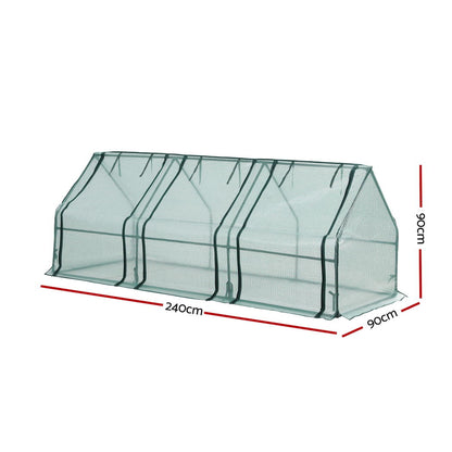 Green Fingers Mini Greenhouse 240x90x90cm Steel Frame PE Cover Outdoor Shelter