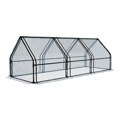Green Fingers Greenhouse Mini 2.7x0.9x0.9M, Waterproof, Durable PVC, Easy Setup