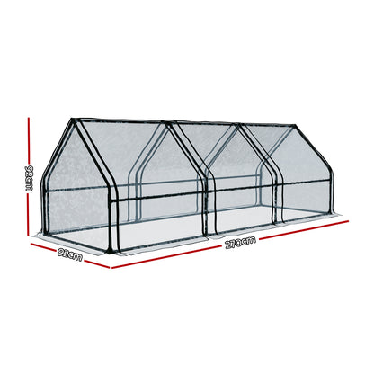 Green Fingers Greenhouse Mini 2.7x0.9x0.9M, Waterproof, Durable PVC, Easy Setup