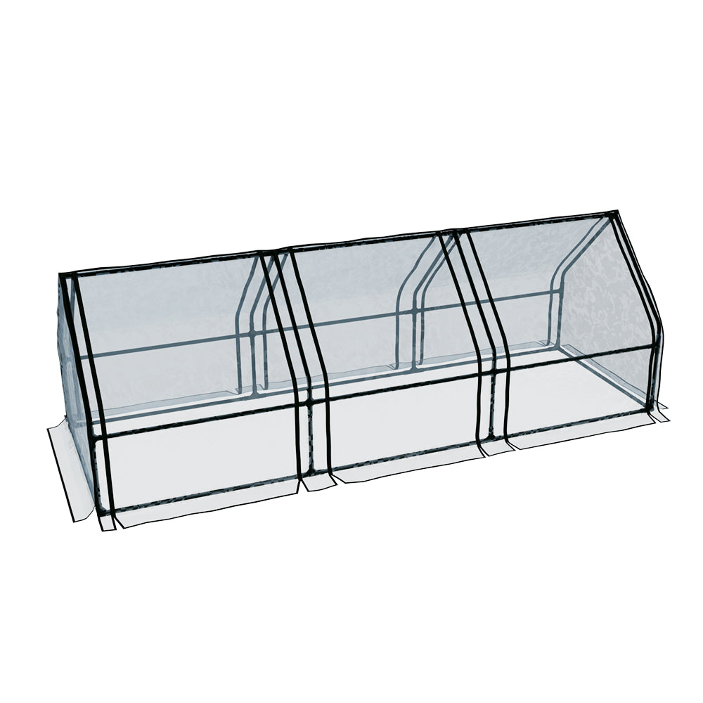 Green Fingers Greenhouse Mini 2.7x0.9x0.9M, Waterproof, Durable PVC, Easy Setup - SuperSaverAU - view 3