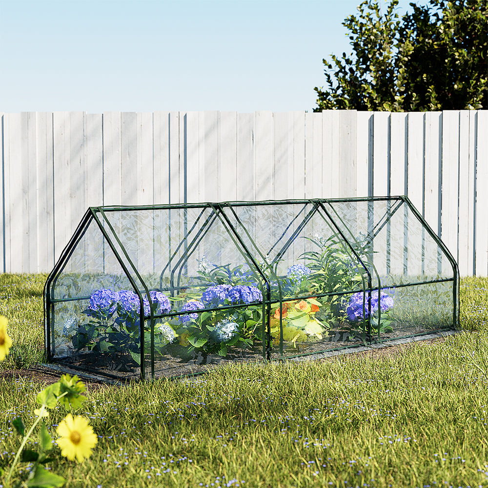 Green Fingers Greenhouse Mini 2.7x0.9x0.9M, Waterproof, Durable PVC, Easy Setup