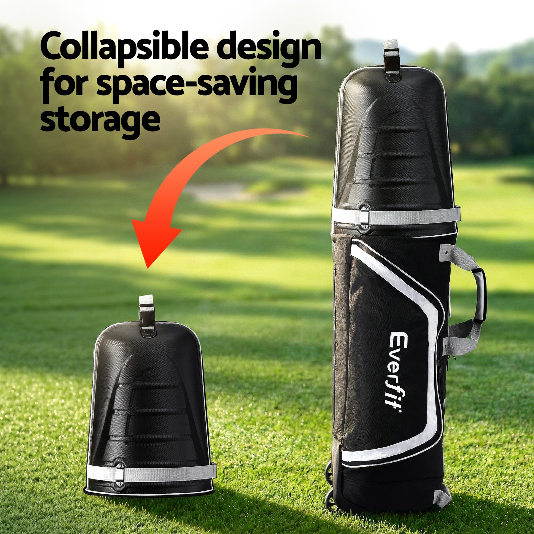 Everfit Black & Grey Golf Travel Bag with Wheels & Semi-Hard Shell