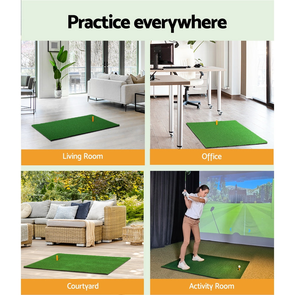 Everfit Golf Hitting Practice Mat with PP Grass & Non-Slip Base - 80 x 60cm