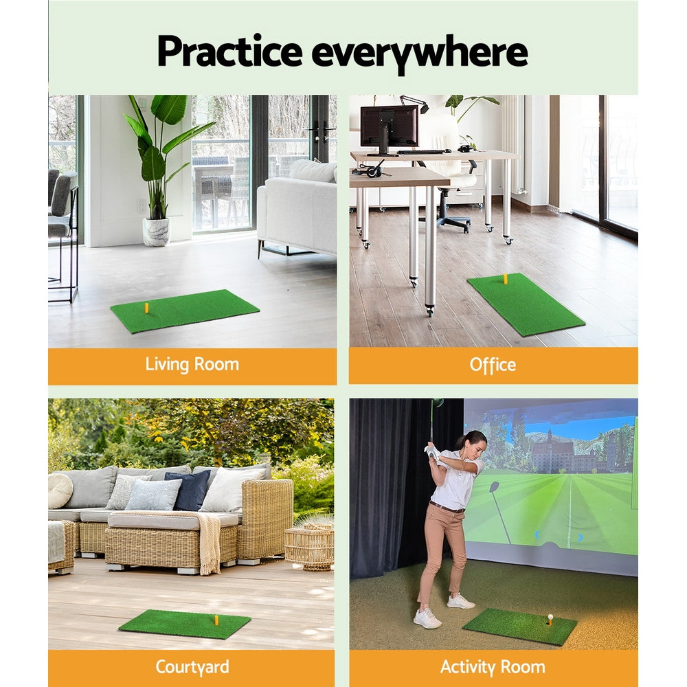 Everfit Golf Mat 60x30cm Portable Practice Aid with Non-Slip Base & Tee Hole - SuperSaverAU - view 7