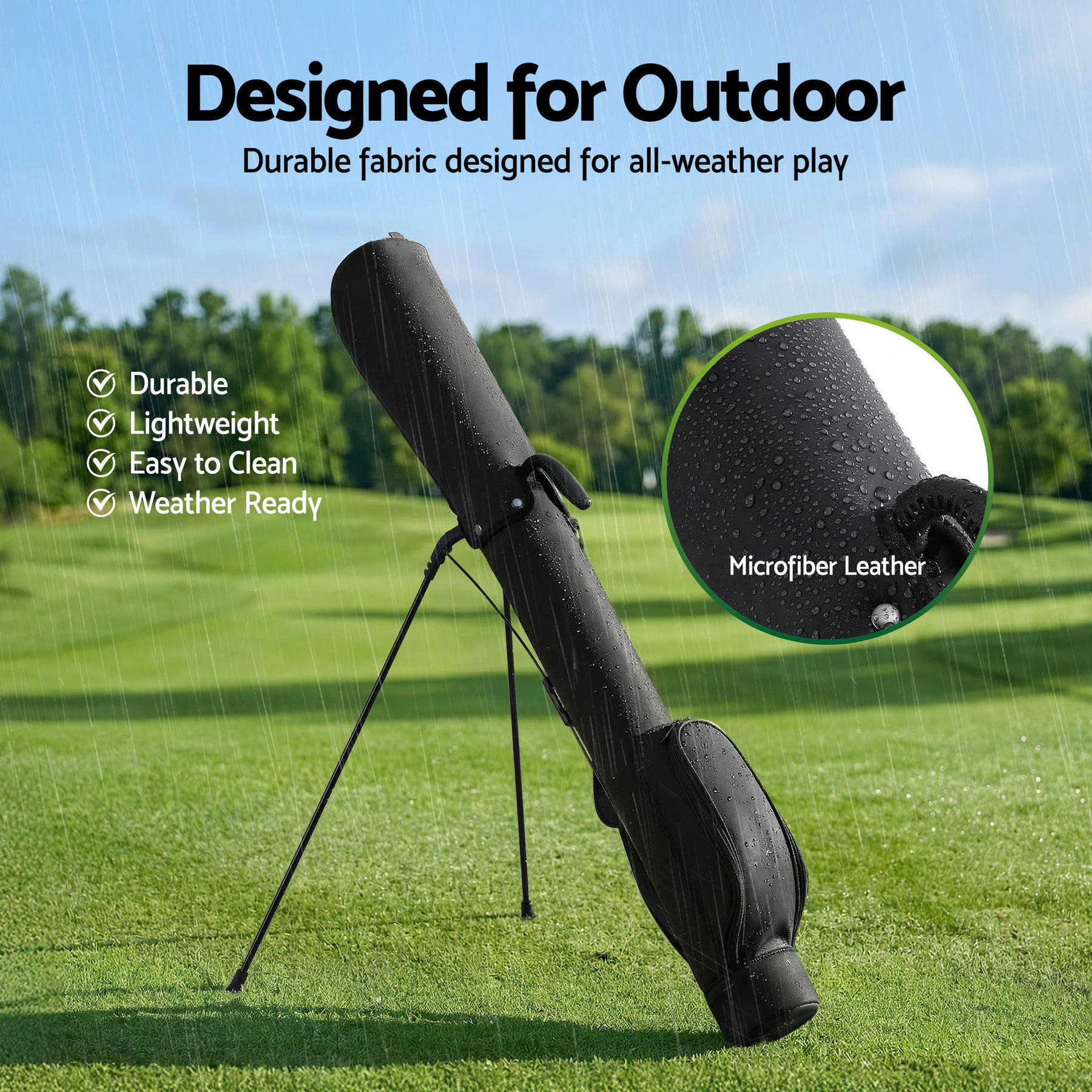 Everfit Black Sunday Golf Stand Bag with Insulated Pocket