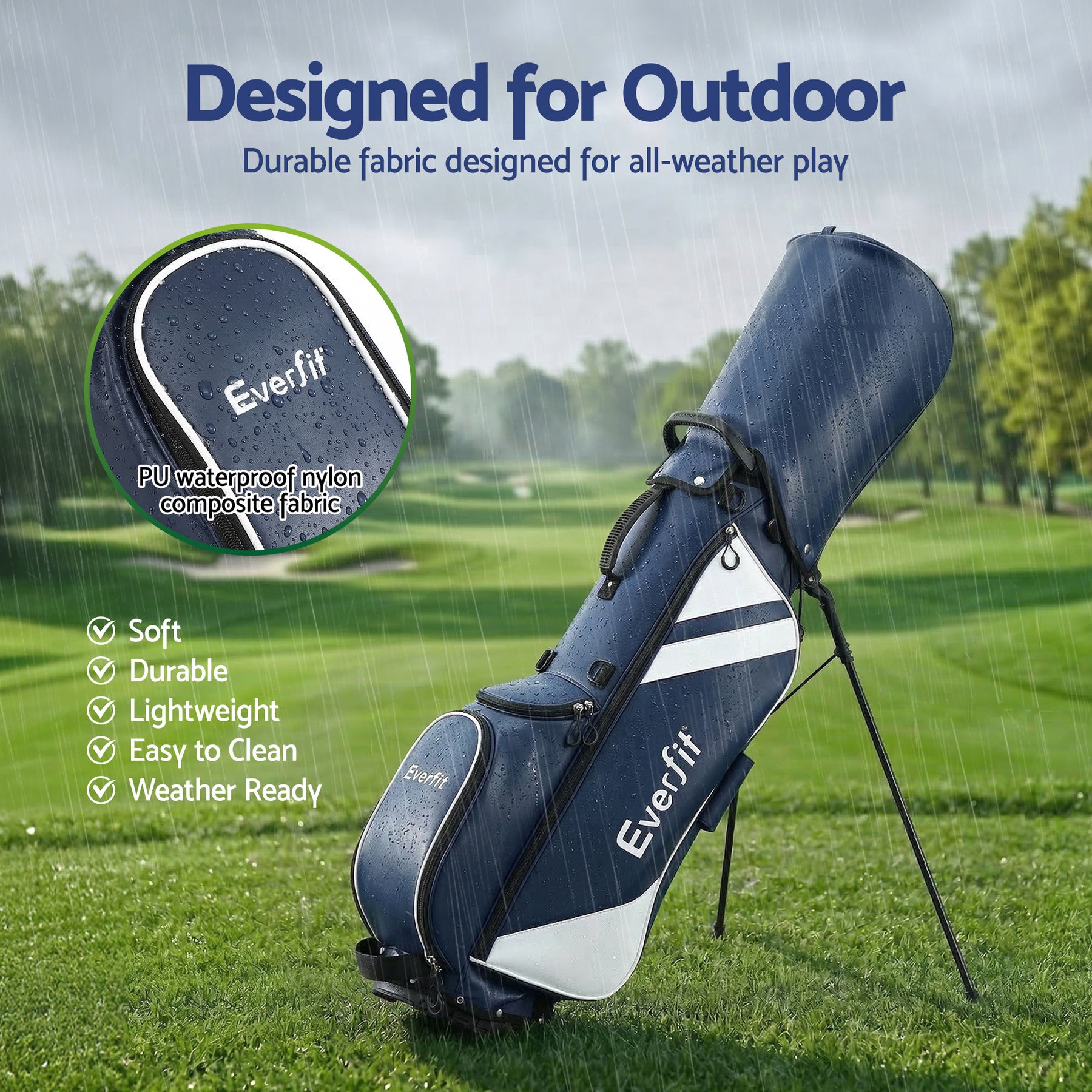 Everfit Blue Golf Stand Bag with Dual Straps & Club Divider