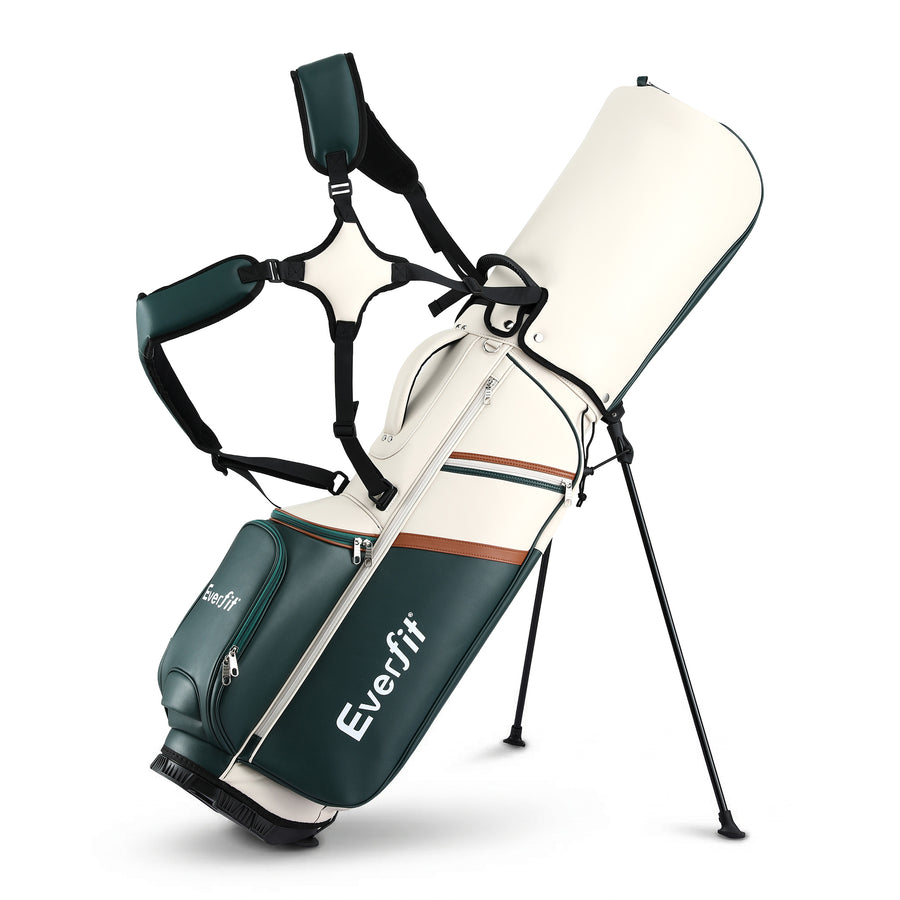 Everfit Green & White Golf Stand Bag with Dual Straps & Club Divider