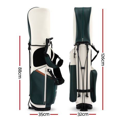 Everfit Green & White Golf Stand Bag with Dual Straps & Club Divider