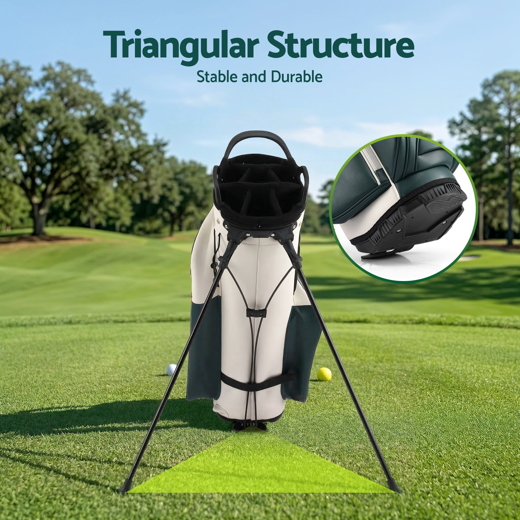 Everfit Green & White Golf Stand Bag with Dual Straps & Club Divider